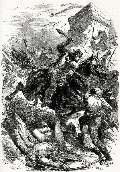 King Edward I in action at Berwick, during the First War of Scottish Independence