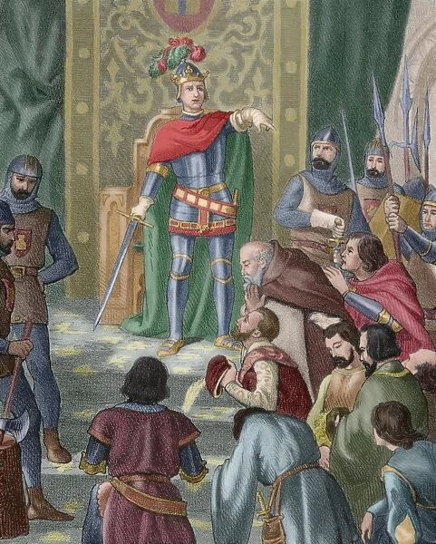 The King Henry III (1379-1406) imparting justice. Engraving
