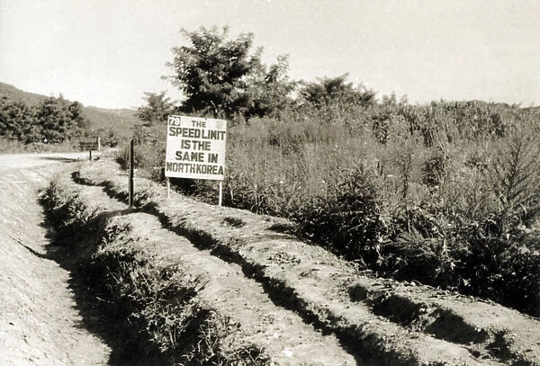 Korean War era - Speed Limit sign close to the 38th parallel north, which formed the