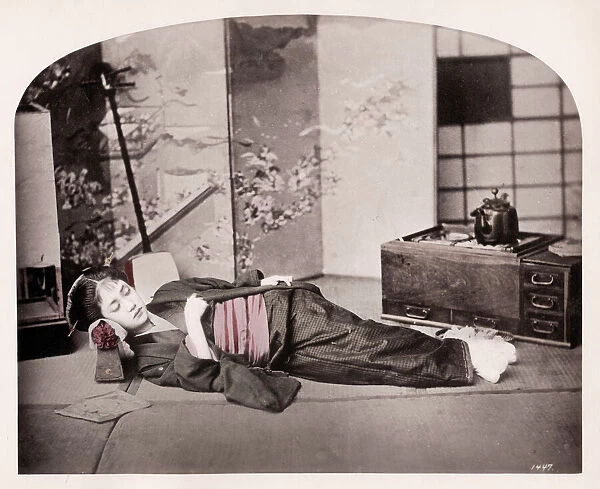 Late 19th century - young Japanese woman sleeping