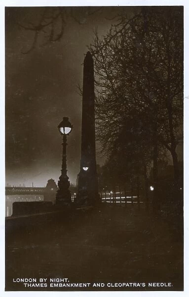 London at Night - Cleopatras Needle and Victoria Embankment