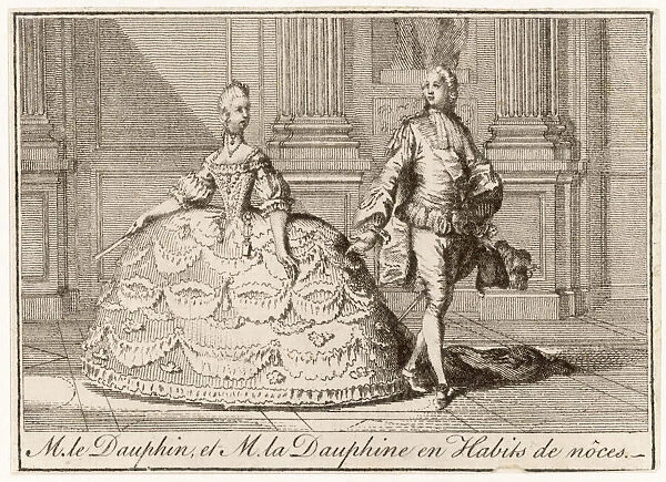 Louis XVI and Marie Antoinette in wedding costumes