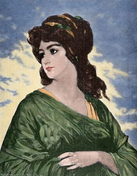 Lucretia (d. 510 BC). Engraving. Colored