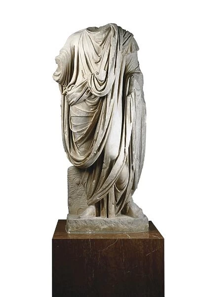 Magistrate with robe. Roman art. Sculpture on