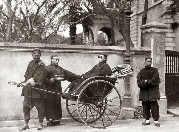 Man in a rickshaw, China, circa 1880s