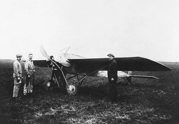 Morane-Soulnier Monoplane Parked with Engineers