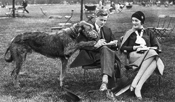 Mr and Mrs Bryan Guinness with their Irish Wolfhound