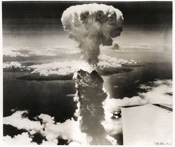 Mushroom cloud Nagasaki Japan in 1945, atomic bomb