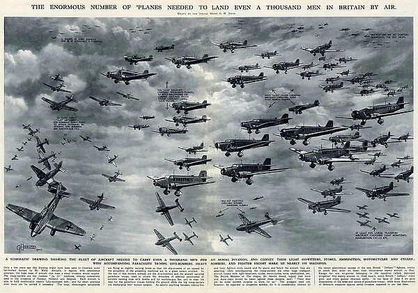 Number of planes needed to land 1000 men by G. H. Davis