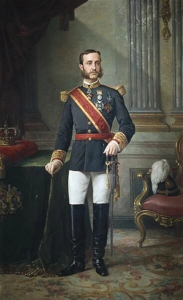 OJEDA, Manuel (19th c. ). Portrait of Alfonso XII