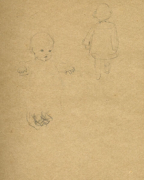 Pencil sketch of toddlers
