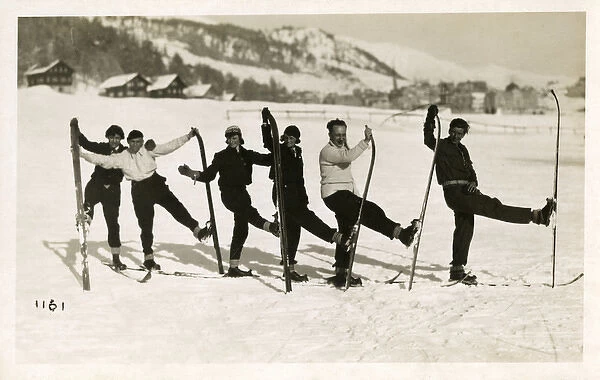 People on skis in the snow, Switzerland