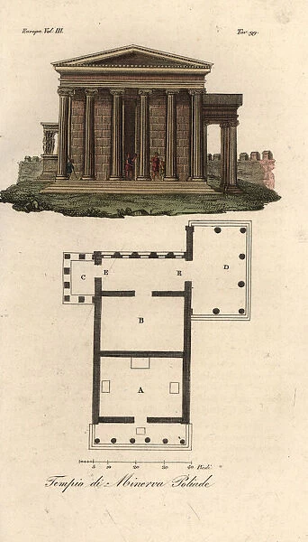 Plan and elevation of the Erechtheion, Athens