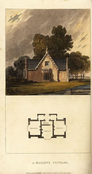 Plan and elevation of a Regency Era bailiffs cottage