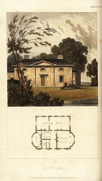 Plan and elevation of a Regency villa