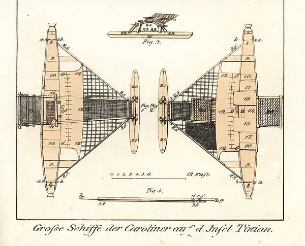 Plan of a large Carolinian boat with outrigger