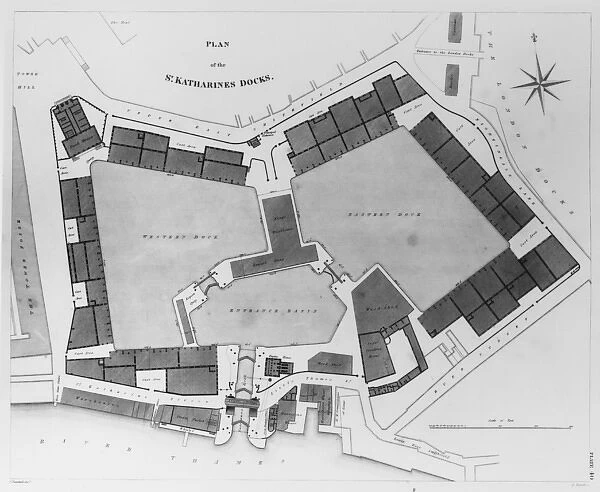 A plan of the St. Katharines Docks in London