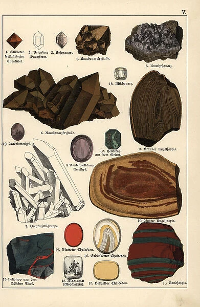 Precious stones and crystals including quartz, amethyst, etc