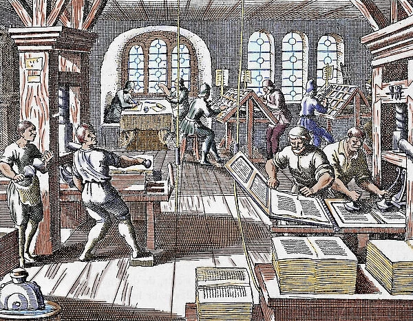 Printing press. 17th century