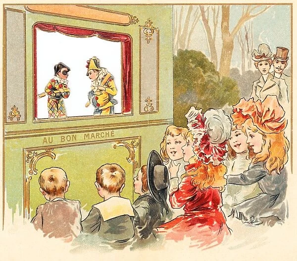 Puppet show seen from outside the box