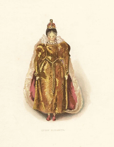 Queen Elizabeth wooden doll dressed by young Princess