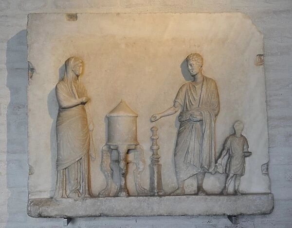 Relief depicting a sacrifice made by a couple. 1st century A