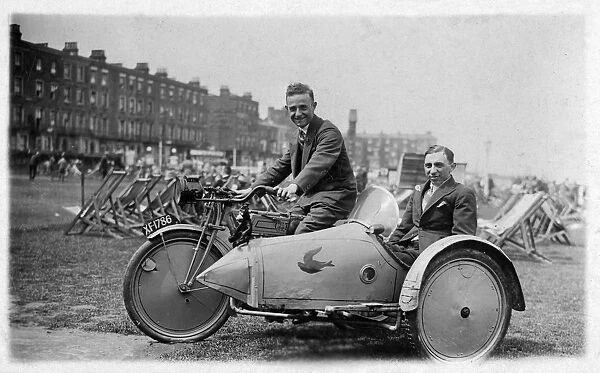 Rex Motorcycle and Sidecar - on the beach at Margate