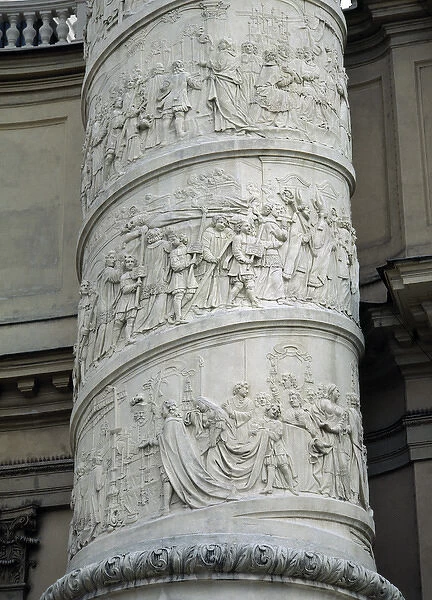 Right column with reliefs depicting scenes from the life of