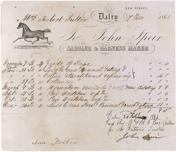 Bill from Saddler  /  1861