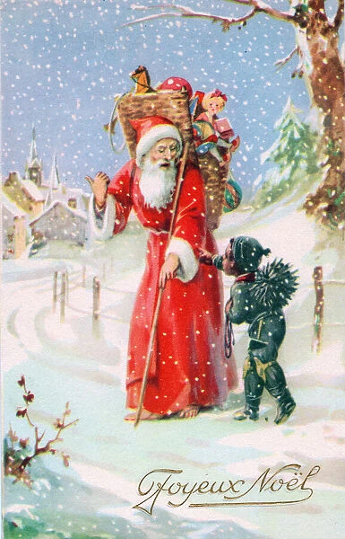 Santa Claus on a French Christmas postcard