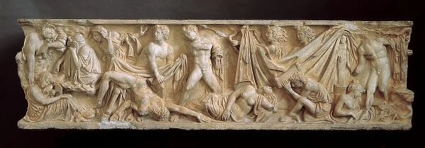 Sarcophagus from Husillos. Depiction