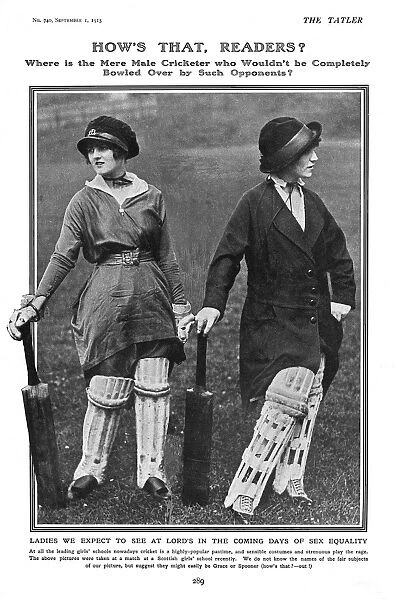 Schoolgirl cricket players, WW1