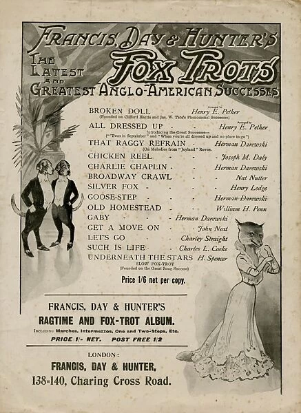 Sheet music back cover, Francis, Day & Hunter