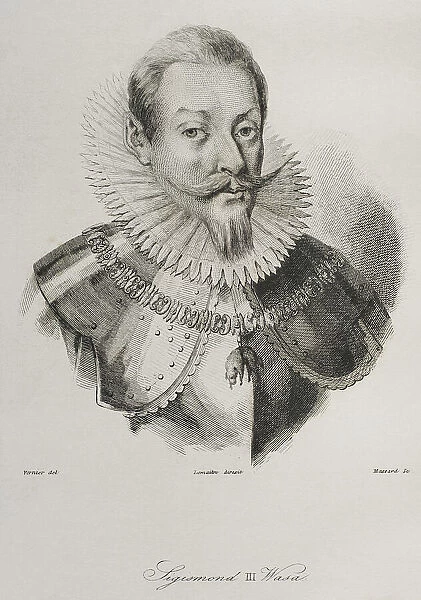 Sigismund III Vasa (1566-1632). Engraving, 1840