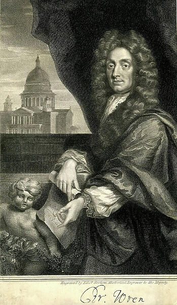 Sir Christopher Wren with St Paul's Cathedral, London
