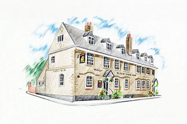 Sketch of Black Lion Inn, St Albans, Hertfordshire