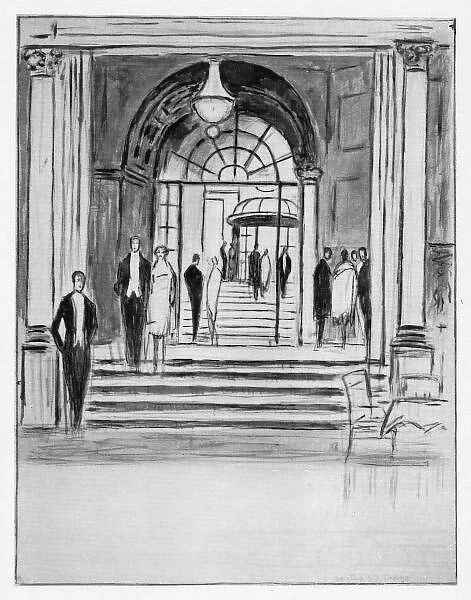 Sketch of the entrance to the Savoy Hotel, 1926