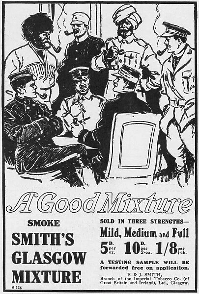 Smiths Glasgow Mixture Tobacco advertisement, World War One