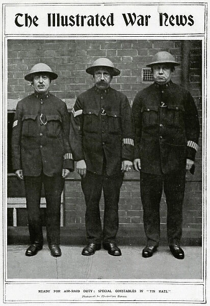 Special Constables in tin hats, Illustrated War News, WW1