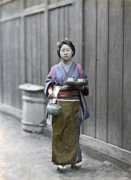Tea house girl, Japan, circa 1870s