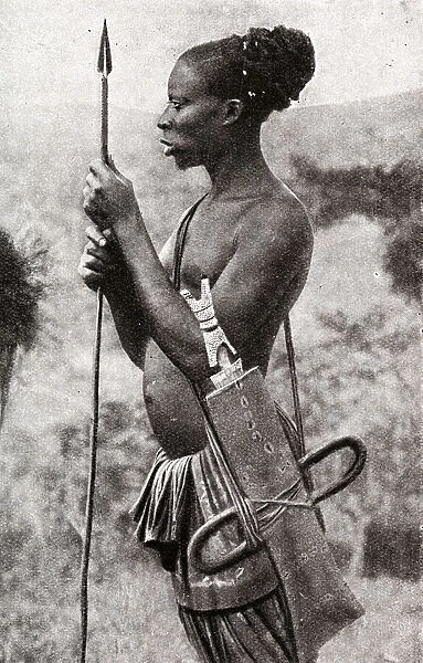 Tribesman with his spear, Cameroon, Central West Africa