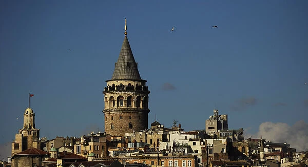 Turkey. Istanbul. Galata Tower. Medieva stone tower in Galat