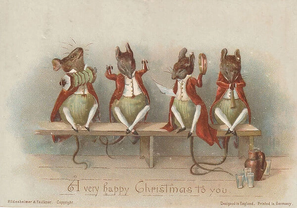 Victorian Greeting Card - Mice Musicians