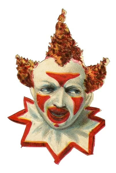 Victorian Scrap, clown with painted face