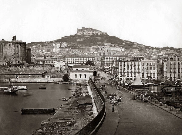 A view of the port, Naples, Italy, circa 1880s