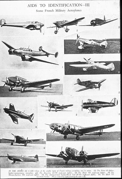 World War 2 recognition poster of French military aircraft