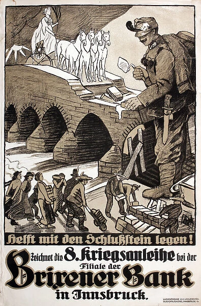 WW1 German poster, Brirener Bank war loans