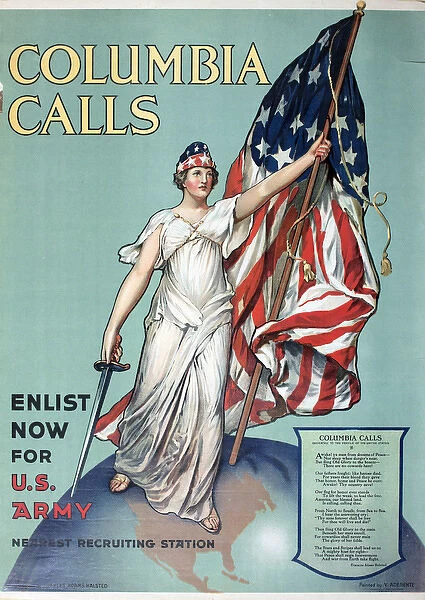 WW1 recruitment poster, Columbia Calls