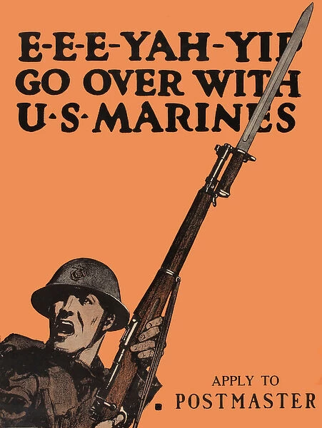 WW1 recruitment poster, Go Over with US Marines