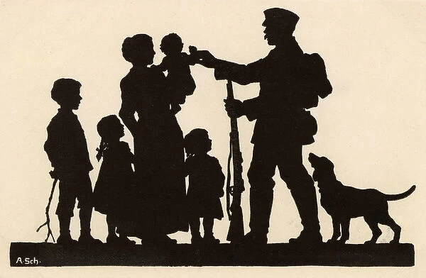 WW1 - Silhouette - A German soldier departing for the war